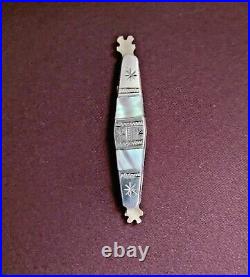 Native American Navajo Sterling Silver Folding Knife, Antique/Vintage Bone Blades