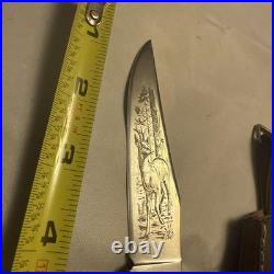 Navaga Folding Knife Indiana INOX with Stag Scales and A 4in Engraved Blade