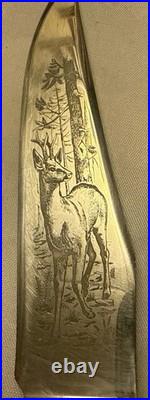 Navaga Folding Knife Indiana INOX with Stag Scales and A 4in Engraved Blade