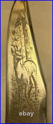 Navaga Folding Knife Indiana INOX with Stag Scales and A 4in Engraved Blade