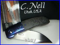 New ESG Flipper Chad Nell Moire Black Timascus Titanium Carbon Fiber Knife $1595