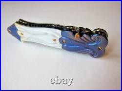 New Pearl & Blued Damascus Custom Gent's Folder Knife by Suchat Jangtanong