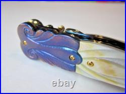 New Pearl & Blued Damascus Custom Gent's Folder Knife by Suchat Jangtanong