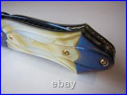 New Pearl & Blued Damascus Custom Gent's Folder Knife by Suchat Jangtanong