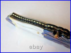 New Pearl & Blued Damascus Custom Gent's Folder Knife by Suchat Jangtanong