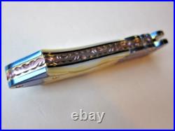 New Pearl & Blued Damascus Custom Gent's Folder Knife by Suchat Jangtanong