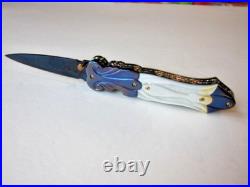 New Pearl & Blued Damascus Custom Gent's Folder Knife by Suchat Jangtanong