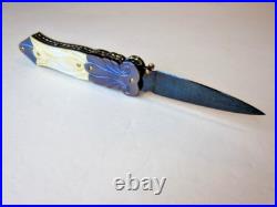 New Pearl & Blued Damascus Custom Gent's Folder Knife by Suchat Jangtanong