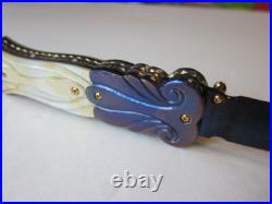 New Pearl & Blued Damascus Custom Gent's Folder Knife by Suchat Jangtanong