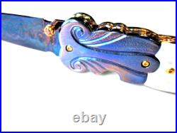New Pearl & Blued Damascus Custom Gent's Folder Knife by Suchat Jangtanong