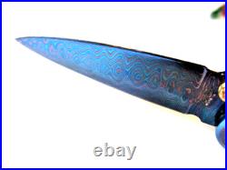 New Pearl & Blued Damascus Custom Gent's Folder Knife by Suchat Jangtanong