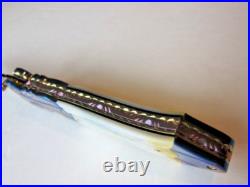 New Pearl & Blued Damascus Custom Gent's Folder Knife by Suchat Jangtanong