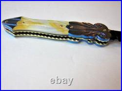 New Pearl & Blued Damascus Custom Gent's Folder Knife by Suchat Jangtanong