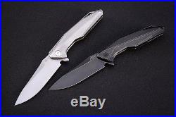 New Rikeknife RK1701 Titanium S35VN Stonewashed Flipper Bearing Camping Knife