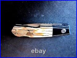 New W. D. Pease Gent's Folder Knife Bark Mammoth Scales with Gold Pins