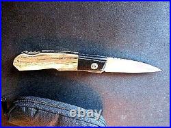 New W. D. Pease Gent's Folder Knife Bark Mammoth Scales with Gold Pins