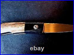 New W. D. Pease Gent's Folder Knife Bark Mammoth Scales with Gold Pins