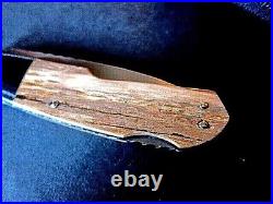 New W. D. Pease Gent's Folder Knife Bark Mammoth Scales with Gold Pins