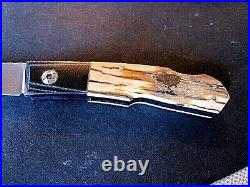 New W. D. Pease Gent's Folder Knife Bark Mammoth Scales with Gold Pins