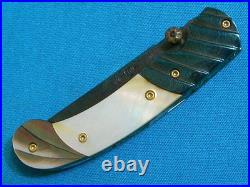 Nm Suchat Robert Calcinore Custom Art Damascus Black Gold Pearl Lockback Knife