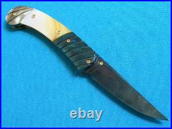 Nm Suchat Robert Calcinore Custom Art Damascus Black Gold Pearl Lockback Knife