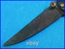 Nm Suchat Robert Calcinore Custom Art Damascus Black Gold Pearl Lockback Knife