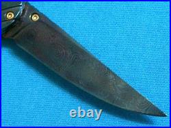 Nm Suchat Robert Calcinore Custom Art Damascus Black Gold Pearl Lockback Knife