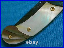 Nm Suchat Robert Calcinore Custom Art Damascus Black Gold Pearl Lockback Knife