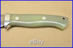 Northwoods Knives Mackinaw Ghost Green Jade G-10 Knife Elmax Brown Sheath