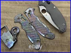 Oil Slick FRAG milled Zirconium scales for Spyderco MANIX 2