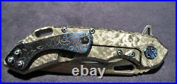 Olamic Cutlery Wayfarer 247 Satin Blade Frost Blue Hardware Timascus Inlay