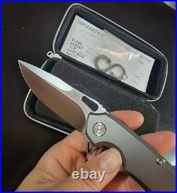 Olamic Cutlery Wayfarer 247 Satin Drop Point Elmax Ti Frame Lock Knife
