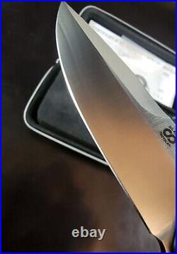 Olamic Cutlery Wayfarer 247 Satin Drop Point Elmax Ti Frame Lock Knife