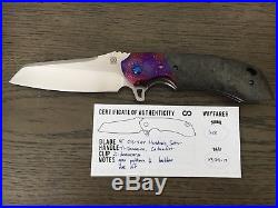Olamic Cutlery Wayfarer with Timascus Bolster & Clip and Marble CF Handles
