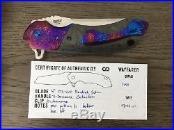 Olamic Cutlery Wayfarer with Timascus Bolster & Clip and Marble CF Handles
