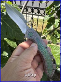 Olamic Wayfarer 247 Custom Harpoon Green Frosty Satin Blade M390 USA Folder
