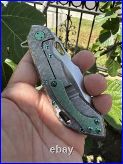 Olamic Wayfarer 247 Custom Harpoon Green Frosty Satin Blade M390 USA Folder