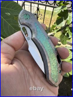 Olamic Wayfarer 247 Custom Harpoon Green Frosty Satin Blade M390 USA Folder