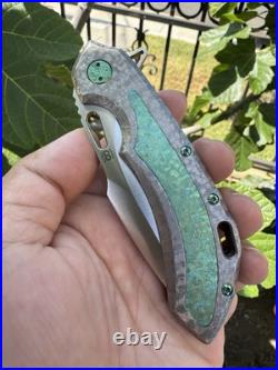 Olamic Wayfarer 247 Custom Harpoon Green Frosty Satin Blade M390 USA Folder