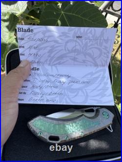 Olamic Wayfarer 247 Custom Harpoon Green Frosty Satin Blade M390 USA Folder