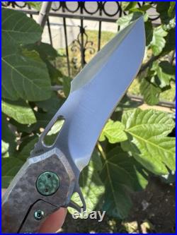 Olamic Wayfarer 247 Custom Harpoon Green Frosty Satin Blade M390 USA Folder
