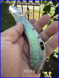 Olamic Wayfarer 247 Custom Harpoon Green Frosty Satin Blade M390 USA Folder