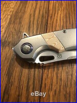 Olamic Wayfarer 247 folding knife, timascus inlay/pivot collars/pocket clip