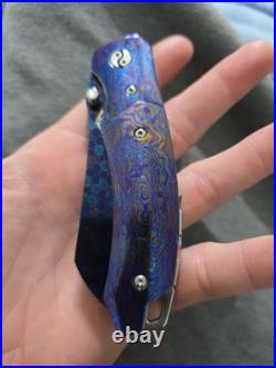 One Of A Kind Collectors Knife With Timascus Handle & Dragon Skin Damascus Blade