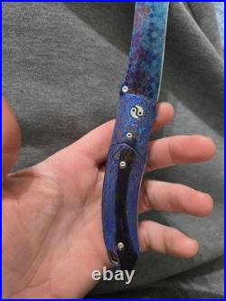 One Of A Kind Collectors Knife With Timascus Handle & Dragon Skin Damascus Blade