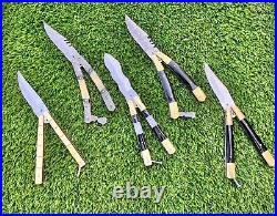 Pack of 5 Custom Handmade Damascus Steel Folding Knives With Sheath