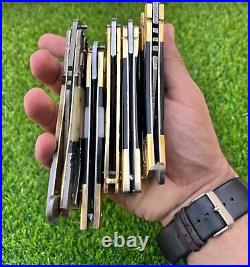 Pack of 5 Custom Handmade Damascus Steel Folding Knives With Sheath