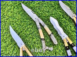 Pack of 5 Custom Handmade Damascus Steel Folding Knives With Sheath