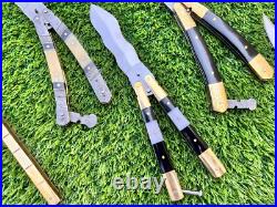 Pack of 5 Custom Handmade Damascus Steel Folding Knives With Sheath