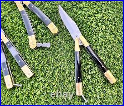 Pack of 5 Custom Handmade Damascus Steel Folding Knives With Sheath